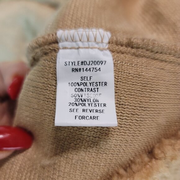 Davi & Dani Tan Sherpa Teddy Bear Jacket Embroidered Back Panel Large - Picture 5 of 8